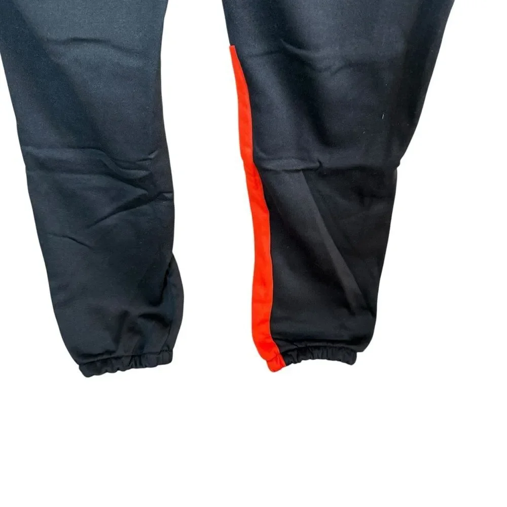 Reason Brand Men's Black Fleece Joggers Geometric Red & Yellow Graphics- Large